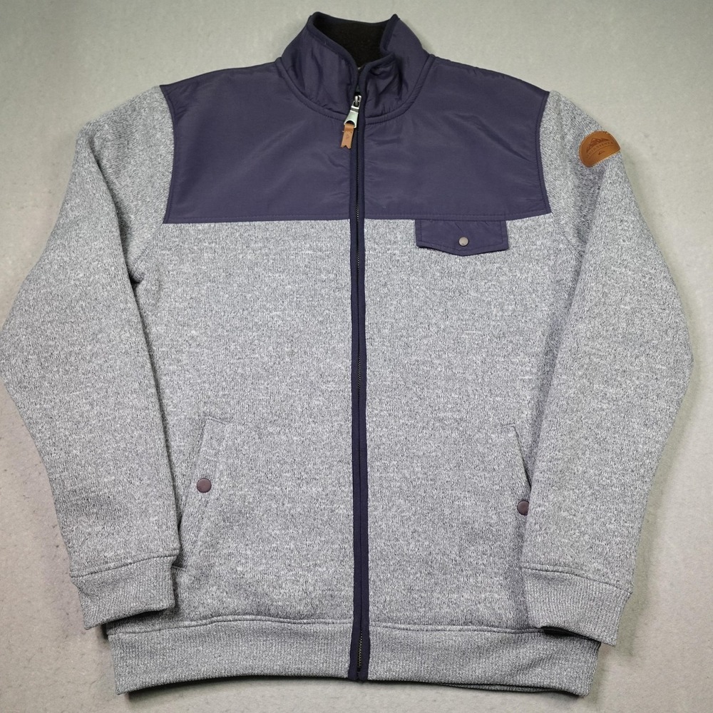 Quiksilver Jacket Mens Medium Gray Fleece Lined Full Zip Bomber Outdoor